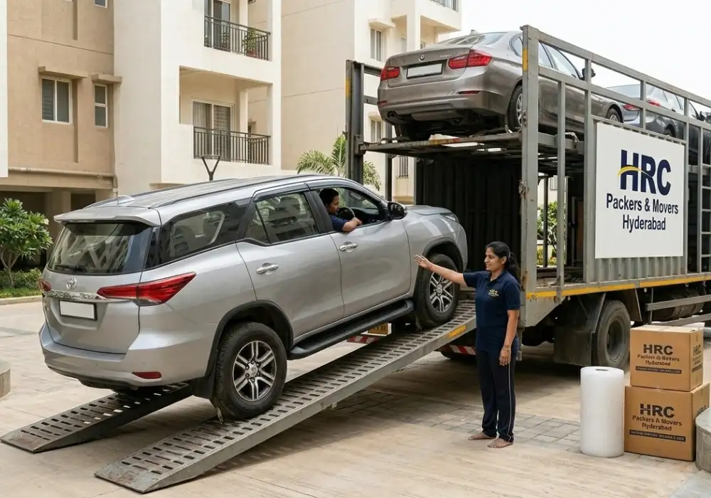 Car transport service in Visakhapatnam with covered vehicle transport by HRC Packers