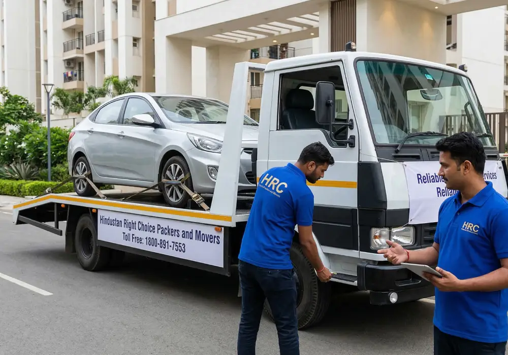 Car transport service in Whitefields with covered vehicle transport by HRC Packers