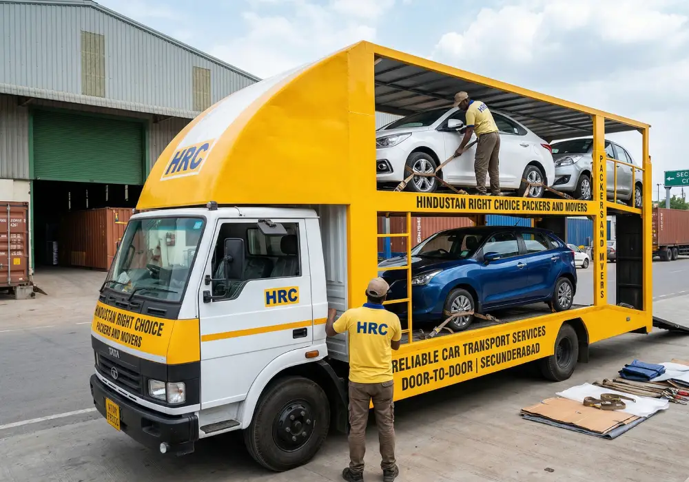 Car transport service in Secunderabad with covered vehicle transport by HRC Packers