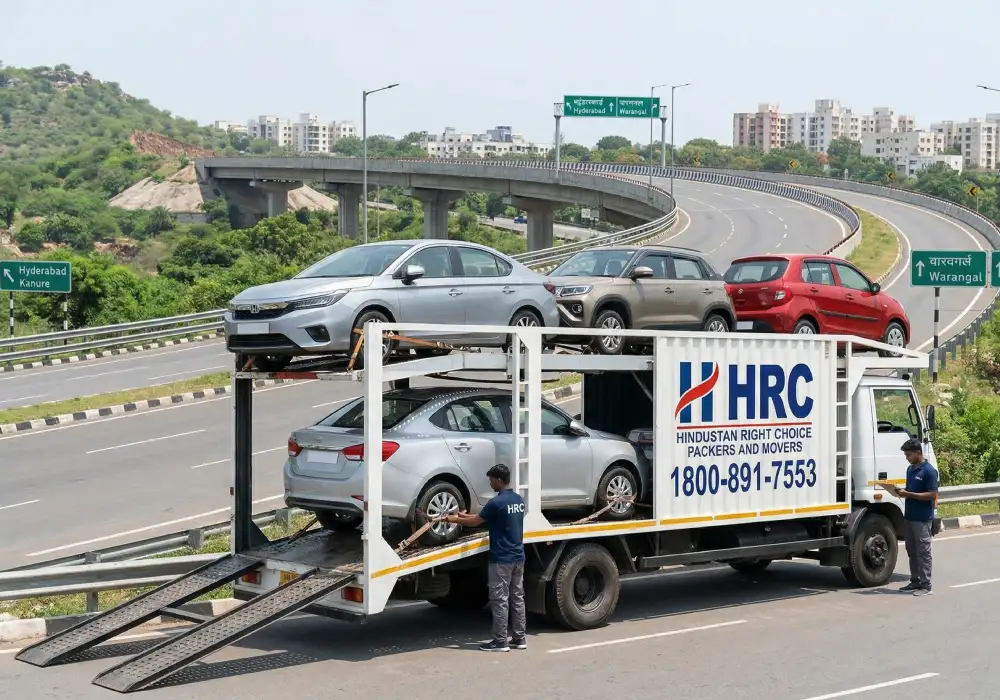 Car transport service in Sangapur with covered vehicle transport by HRC Packers
