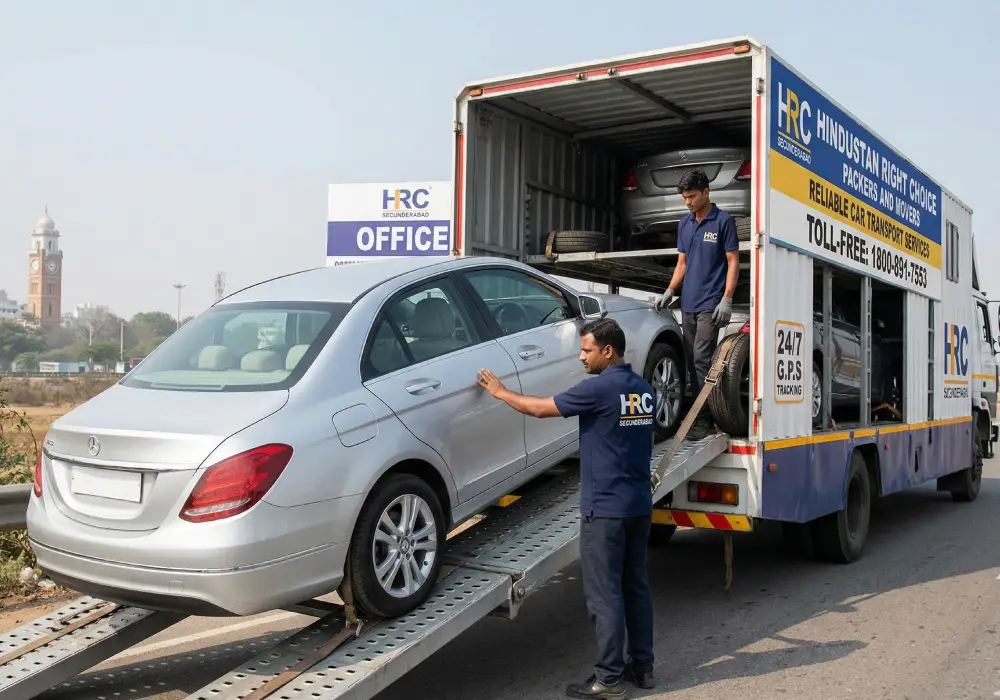 Car transport service in Secunderabad with covered vehicle transport by HRC Packers